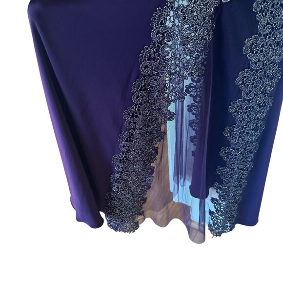 XSCAPE Purple Gold Crochet Lace Column Gown Formal Dress Mother of the Bride, 14 - Picture 10 of 14